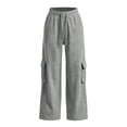 thumbnail image 5 of Jaunzuar Workout Pants Women Elastic Waist Drawstring Cargo Pants Gym Hiking Athletic Pants with Pockets L, 5 of 10