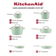 thumbnail image 2 of KitchenAid Hard Anodized 10 Pcs Ceramic Nonstick Cookware Pots and Pans Set, Oven Safe to 500°F, Pistachio, 2 of 11