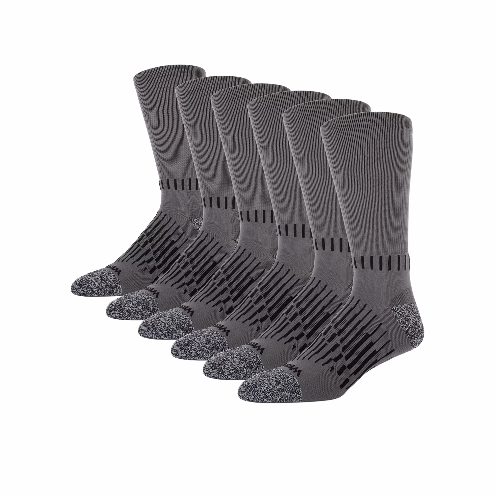 Wrangler Men's Ultimate Durable Work Socks, Crew Socks for Men, Gray, 6 Pack