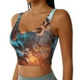 thumbnail image 2 of Rateoe Blue Dragon And White Tiger Print Womens' Sports Bras Scoop Neck Sports Vest- Padded U Back Seamless High Impact Support, 2 of 7