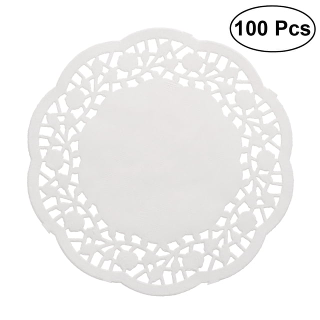 100pcs Disposable Oil-absorbing White Lace Paper Doilies Cake Box Liner Packaging Paper Pad 5.5"