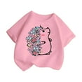 thumbnail image 3 of Girls Shirts Kid Leisure Graphic Round Neck Short Sleeve Summer Casual T Shirt Girls Tops Pink 3 Years-4 Years, 3 of 5