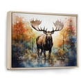 thumbnail image 2 of Designart "Colorful Moose Majestic painting" Animals Floater Framed Wall Art Print, 2 of 7