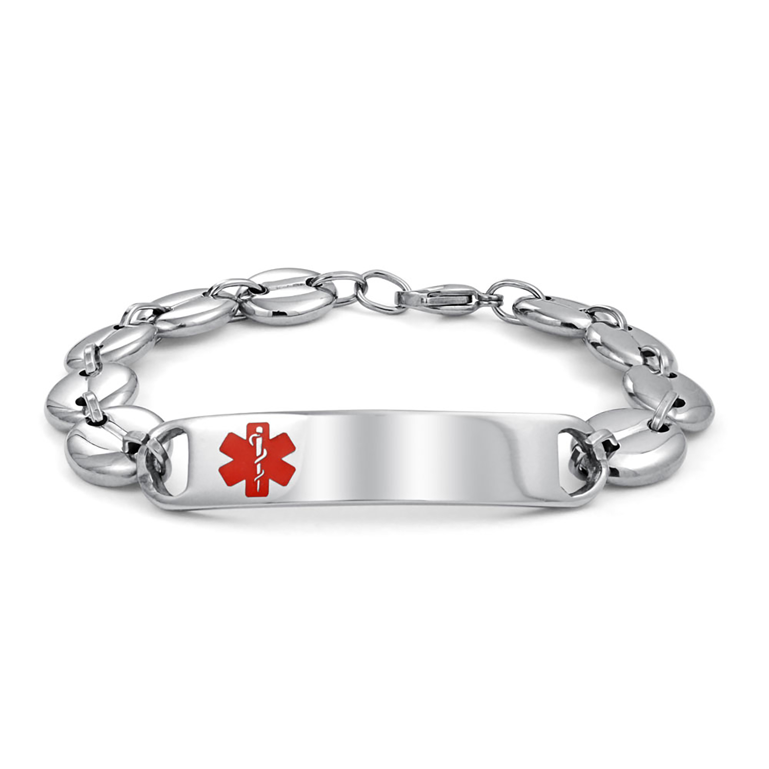 Personalize Medical Alert ID Bracelet Mariner Link Stainless Steel 8in ...