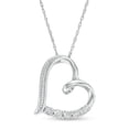 thumbnail image 2 of 0.02 Ct Round Cut Lab-Created Diamond Tilted Ribbon Heart Pendant 18" Chain 925 Sterling Silver, 2 of 2
