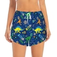 thumbnail image 4 of Lsque Dinosaur In Space Printed Women's Running Shorts with Liner Pockets,Elastic Quick Dry Workout Athletic Gym Yoga Shorts,Womens High Waist Shorts-XX-Large, 4 of 9