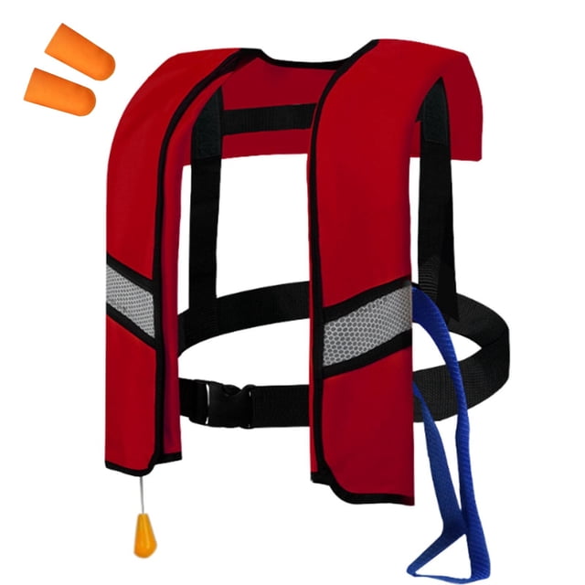Wmhnj Chaleco salvavidas inflable manual para adultos con bandas reflectantes de alta visibilidad, correas ajustables, tela impermeable y resistente al desgarro, 1 unidad