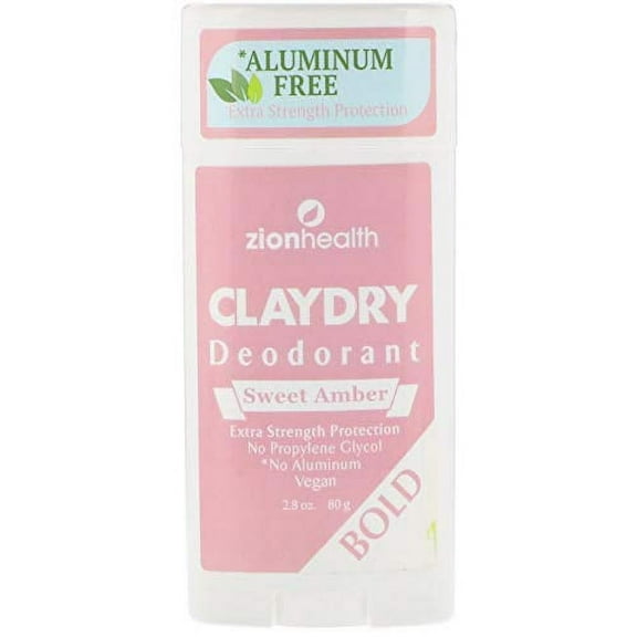 Zion Health Clay Dry Bold Sweet Amber Deodorant Stick, 2.8 oz, 3 Pack