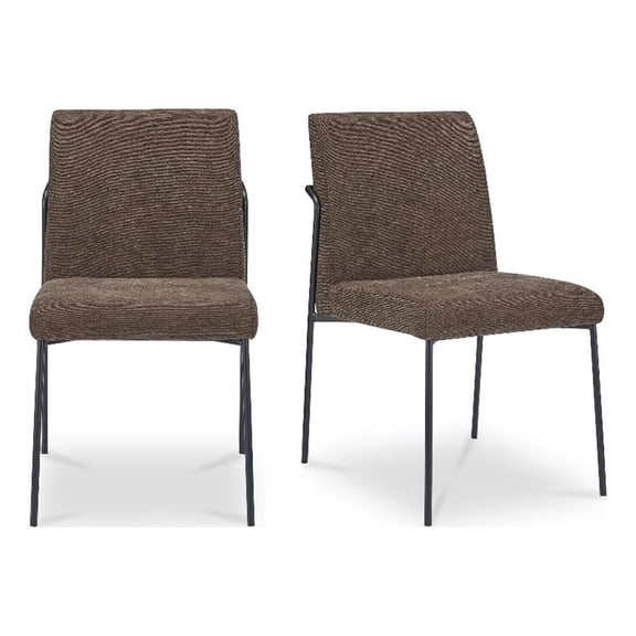 Moe's Home Collection Danny Dining chair Set of Two Fabric Brown