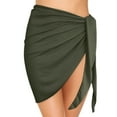 thumbnail image 2 of TEVEQ Womens Summer Solid Beach Skirt Side Knot Short Skirt Swimsuit Cover Ups Swimsuit Coverup for Women Skirt Sarong Coverups for Women Cover Ups for Swimwear Women Army Green One Size, 2 of 9