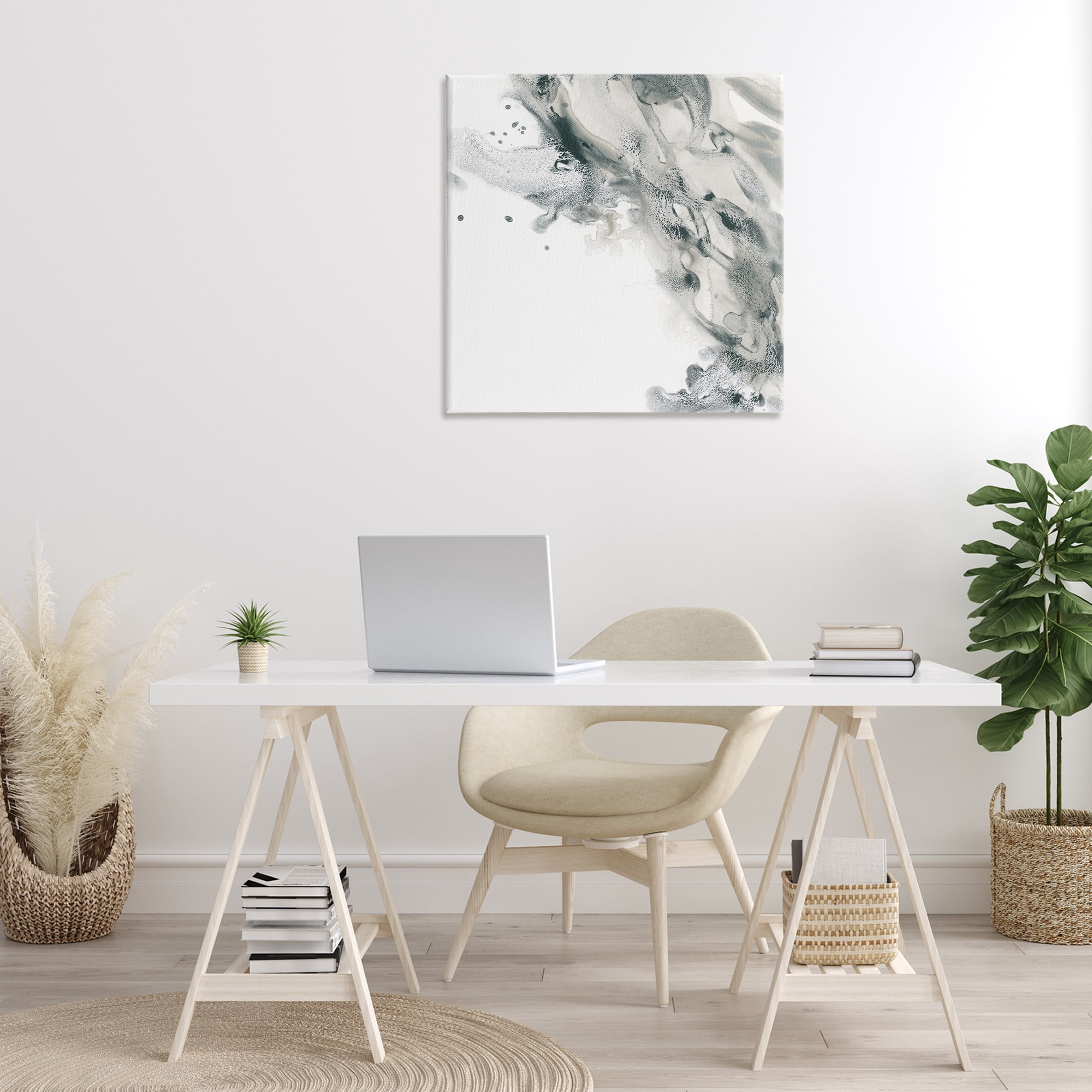 Stupell Industries Grey Swirled Liquid Abstract Painting Gallery Wrapped Canvas Art Print Wall Art, 30 x 30