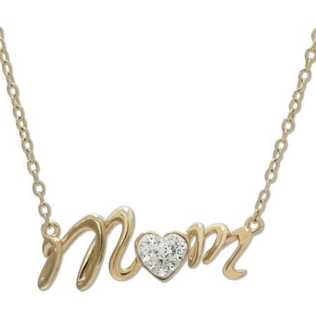 Crystal 18kt Gold-Tone "Mom" Heart Necklace, 18" Chain