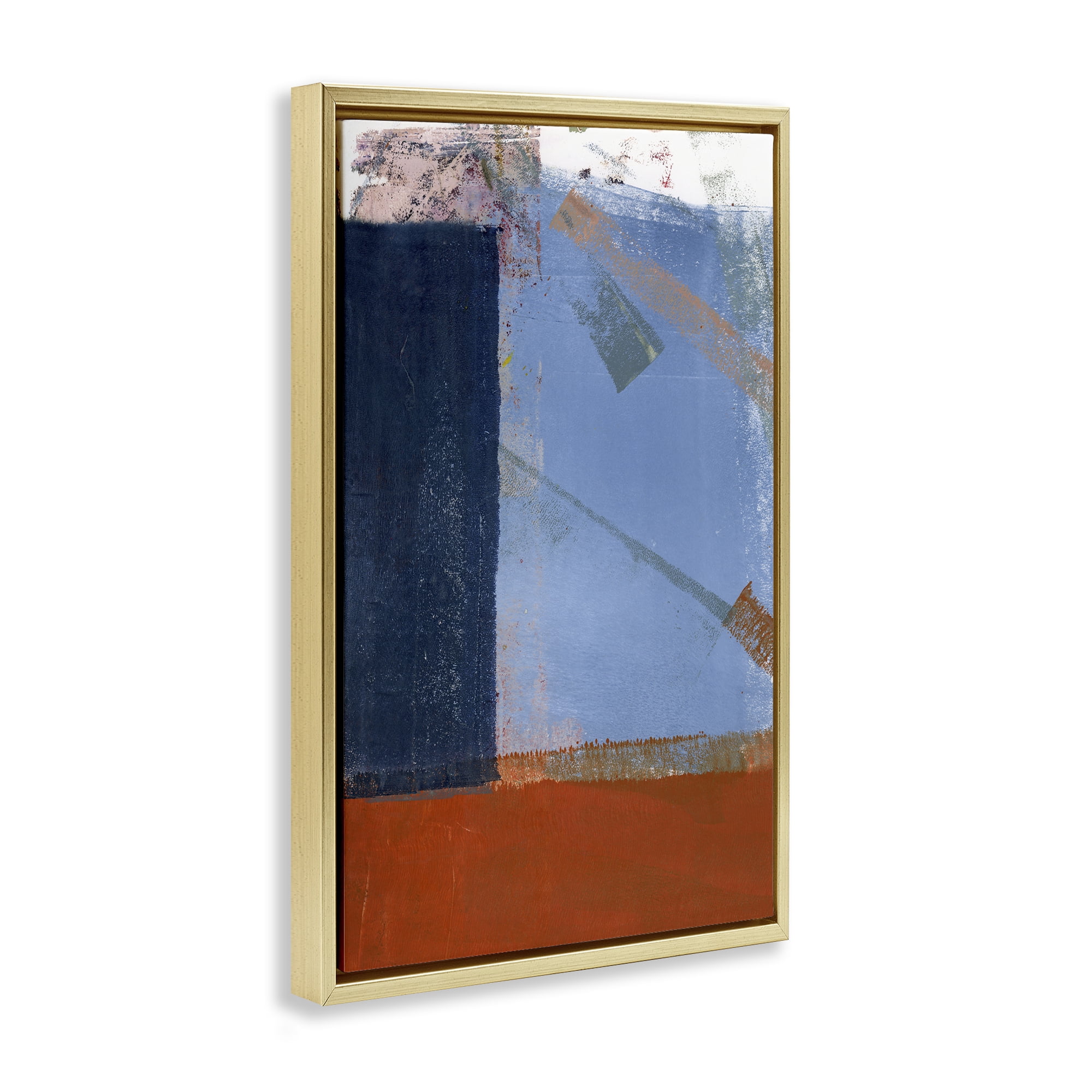 Stupell Industries Structured Shapes Abstract Abstract Painting Gold Floater Framed Canvas Art Print Wall Art, 21 x 31