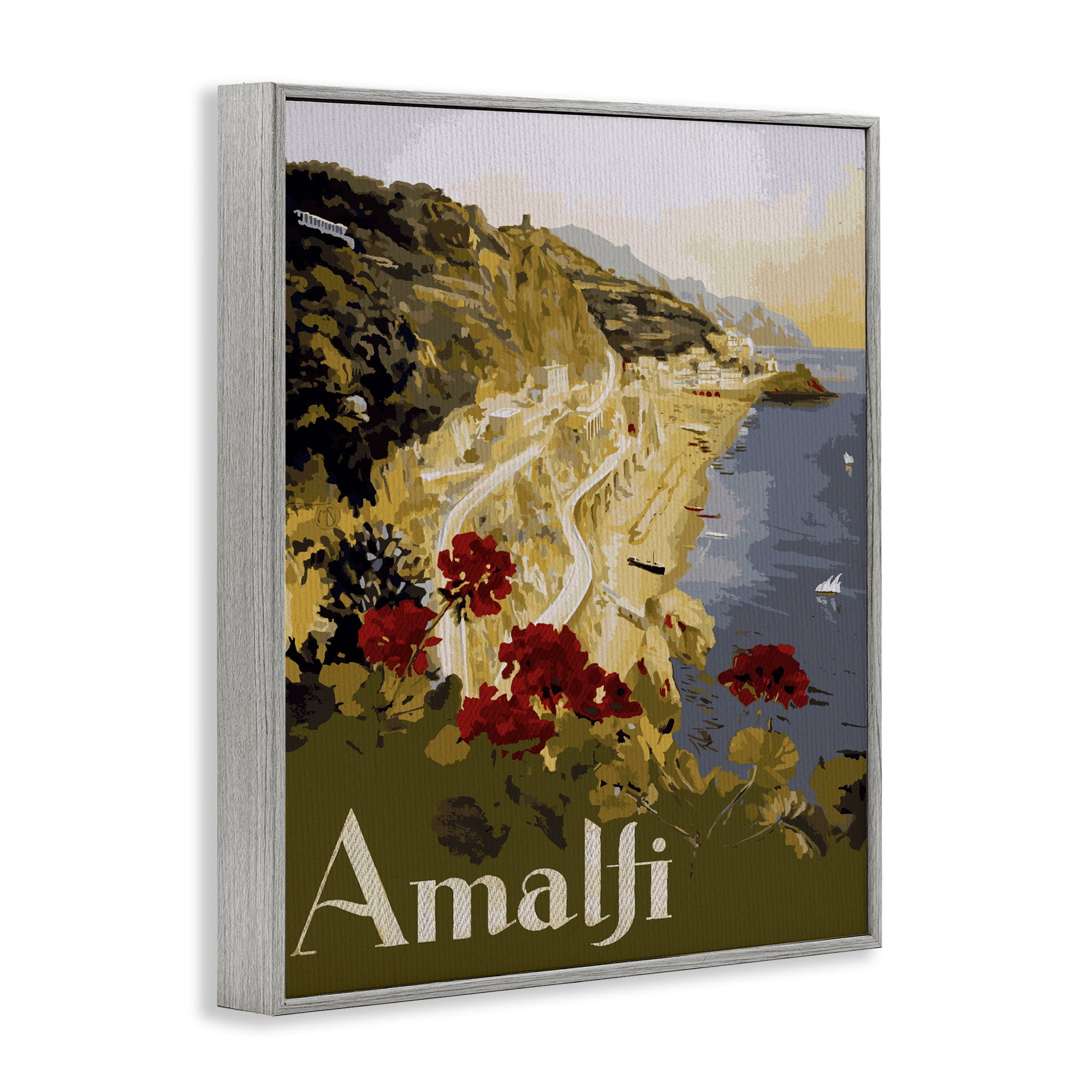 Stupell Industries Picturesque Amalfi Coast Gray Framed Giclee Art, design by Lil' Rue