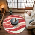thumbnail image 2 of Red Wave Area Rug, Abstract Washable Large Circle Carpet, Non Slip Round Rug for Living Room/Bedroom/Dining Room/Home Office/Dorm, 2 of 9