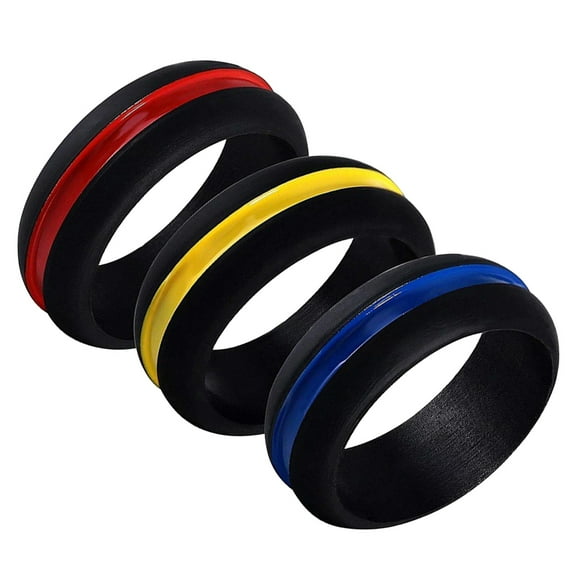 FRCOLOR 3pcs Silicone Couple Rings Finger Ring Elegant Charming Ring Jewelry Ring for Adults Men Women (Size 13)