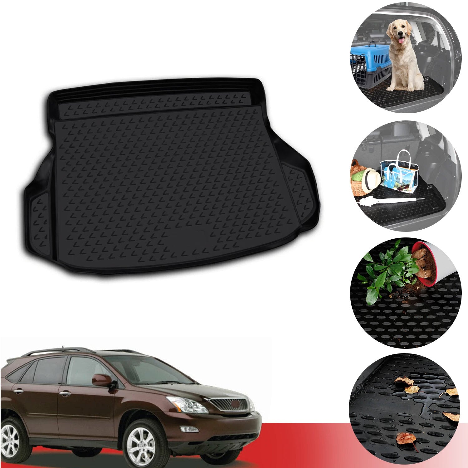 Waterproof Rear Cargo Liner Trunk Mat For 2010-2015 Lexus RX350 - Black, Anti-Slip 6 thumbnail image