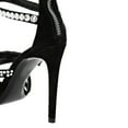 thumbnail image 3 of FSJ Women Rivets Studded Crisscross Straps Sandals with Rhinestones Open Toe Zipper Stiletto High Heels Sexy Cocktail Party Dressy Shoes Size 8.5 Black, 3 of 4