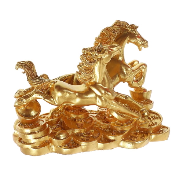 Baluue Luxurious Plated Gold Resin Horse Sculpture for Office and Home Table Decoration
