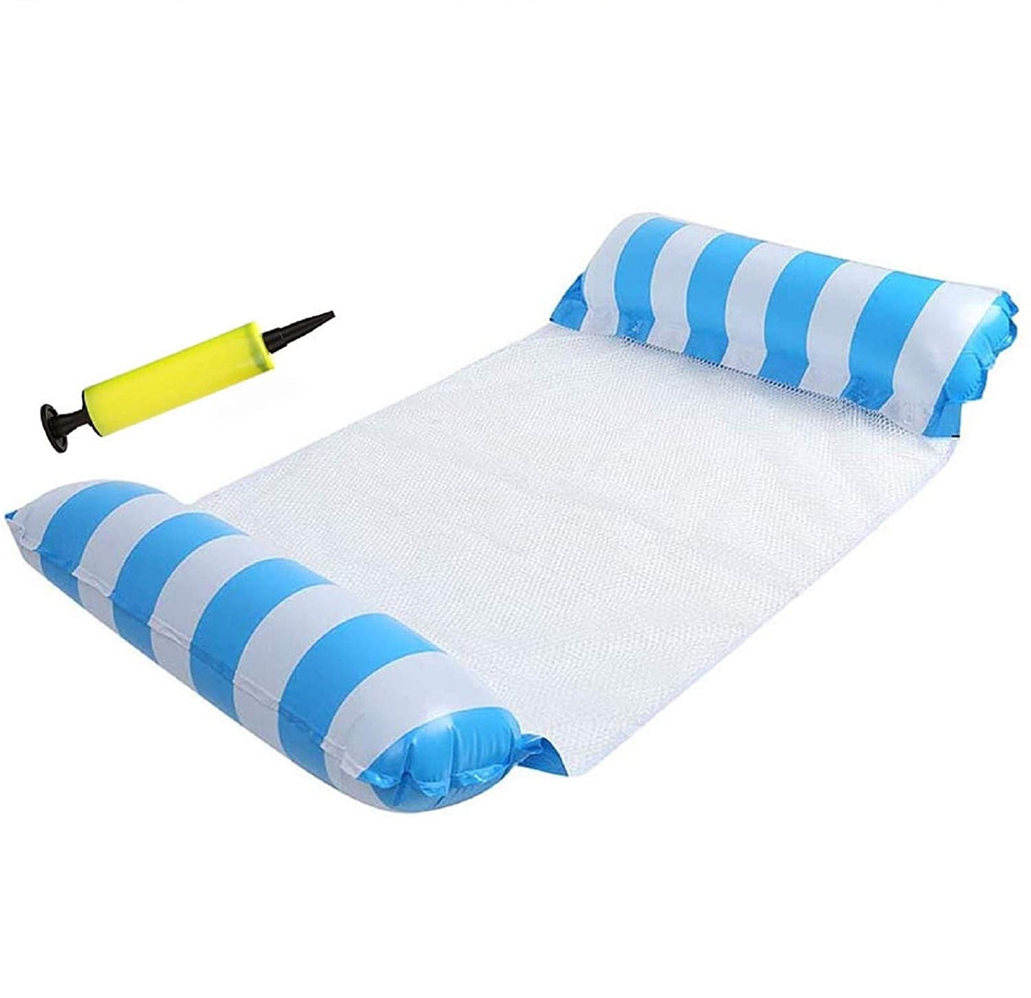 Ficcug Inflatable Pool Floats Water Hammock Swimming Pool Floating Chair with Manual Air Pump,Unisex Pool Lounge Floats for Adults,Foldable/Easy to Carry,Blue