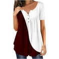 thumbnail image 2 of Womens Plus Size,Women Fashion Solid Color Casual V-Neck Short Sleeve Loose T-Shirt Tops, 2 of 7