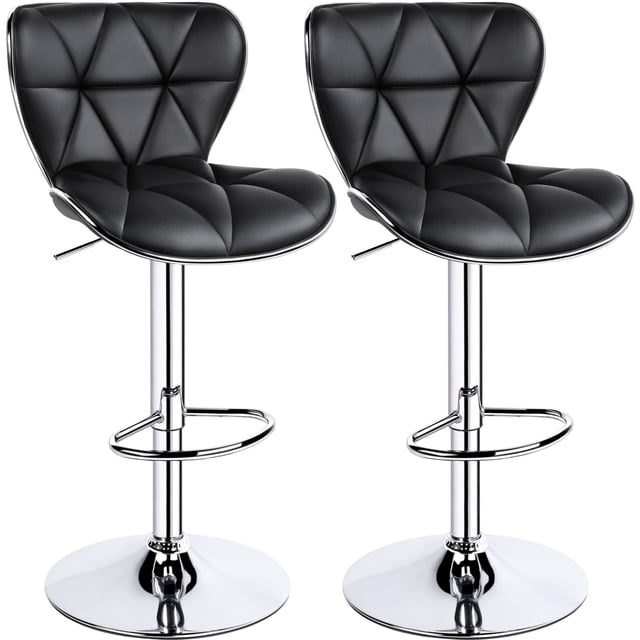 Set de 2 Taburetes de Bar Yaheetech Ajustables en Cuero PU Giratorios