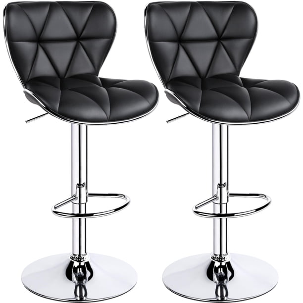 Set de 2 Taburetes de Bar Yaheetech Ajustables en Cuero PU Giratorios