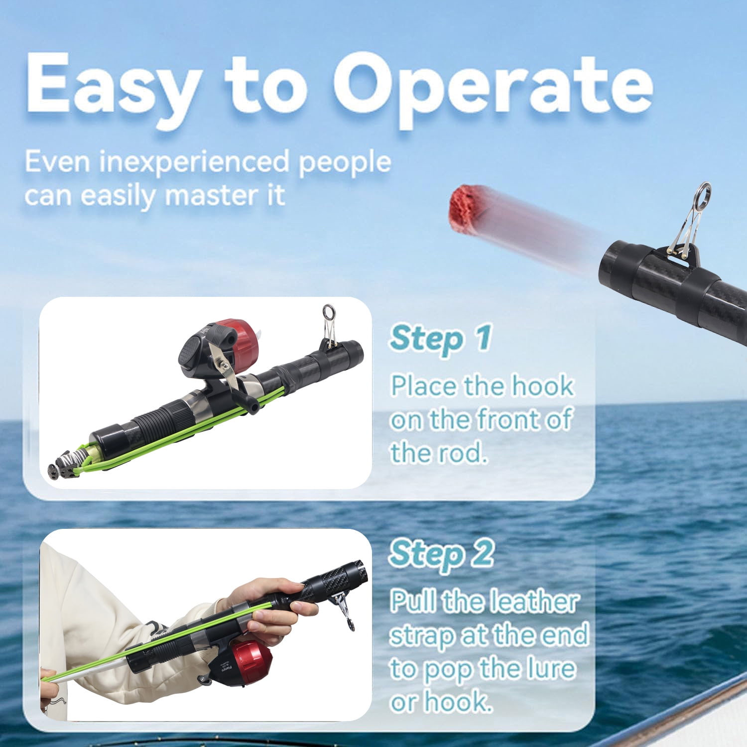 Piaoyu Fishing Catapult Rod,Upgraded Catapult Fishing Rod with Slingshot Fishings Reel for Long-Casting, Durable & Lightweight for Freshwater/Saltwater Fishing