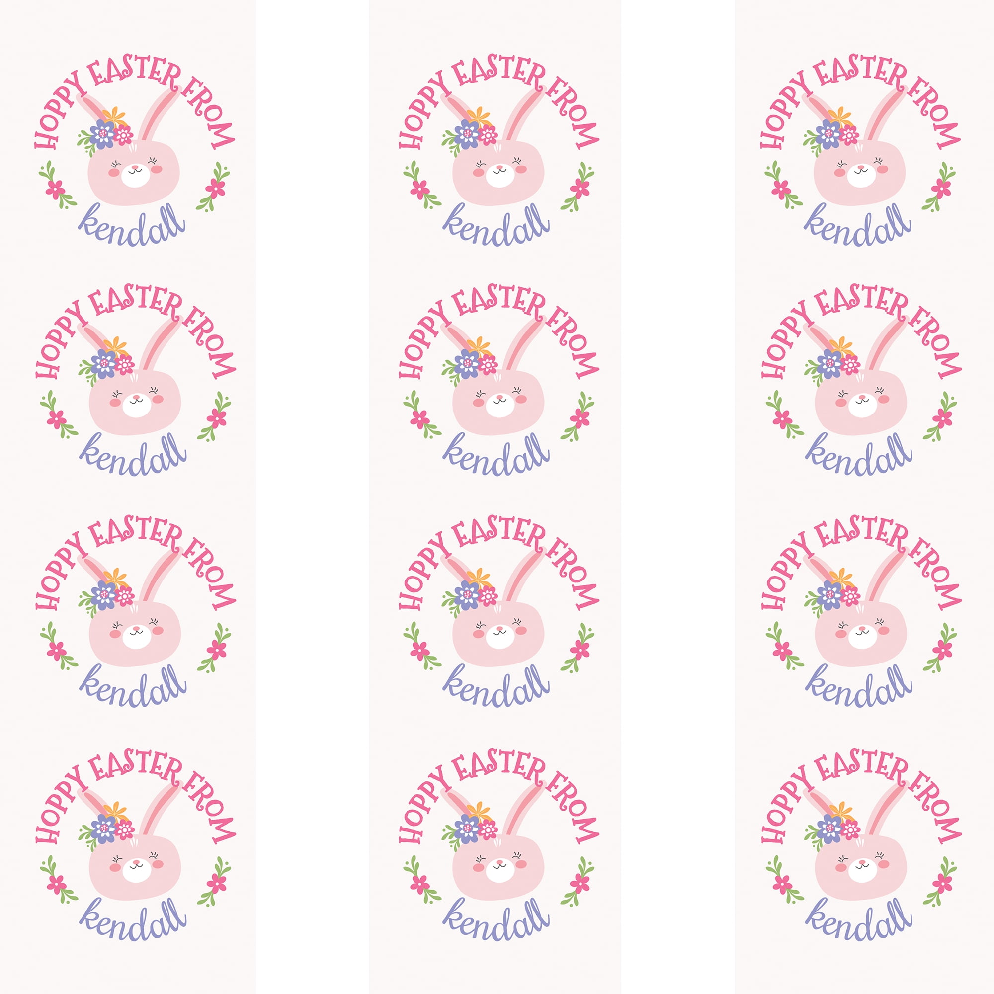 Personalized Easter Stickers and Treat Bag Set for Girls with Custom Printed Name, 24-pack