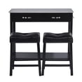 thumbnail image 4 of Homylin Bar Table Dining Set for 2, 3 Piece Grey Concrete-top 42" Table and Faux Leather Padded Chairs Counter Height Dining Table Set with Storage Drawers and Hooks for Small Space, Kitchen, Dining R, 4 of 9