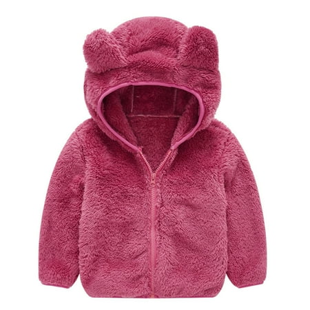 

THE WILD Casual Pretty Infant And Toddler Bear Ears Cute Jacket Solid Color Hoodie Jacket Kids Sweater