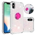 thumbnail image 1 of Funda para iPhone X/iPhone XS con Brillo Líquido Flotante, Purpurina, Parachoques y Anillo Giratorio Soporte, 1 of 5