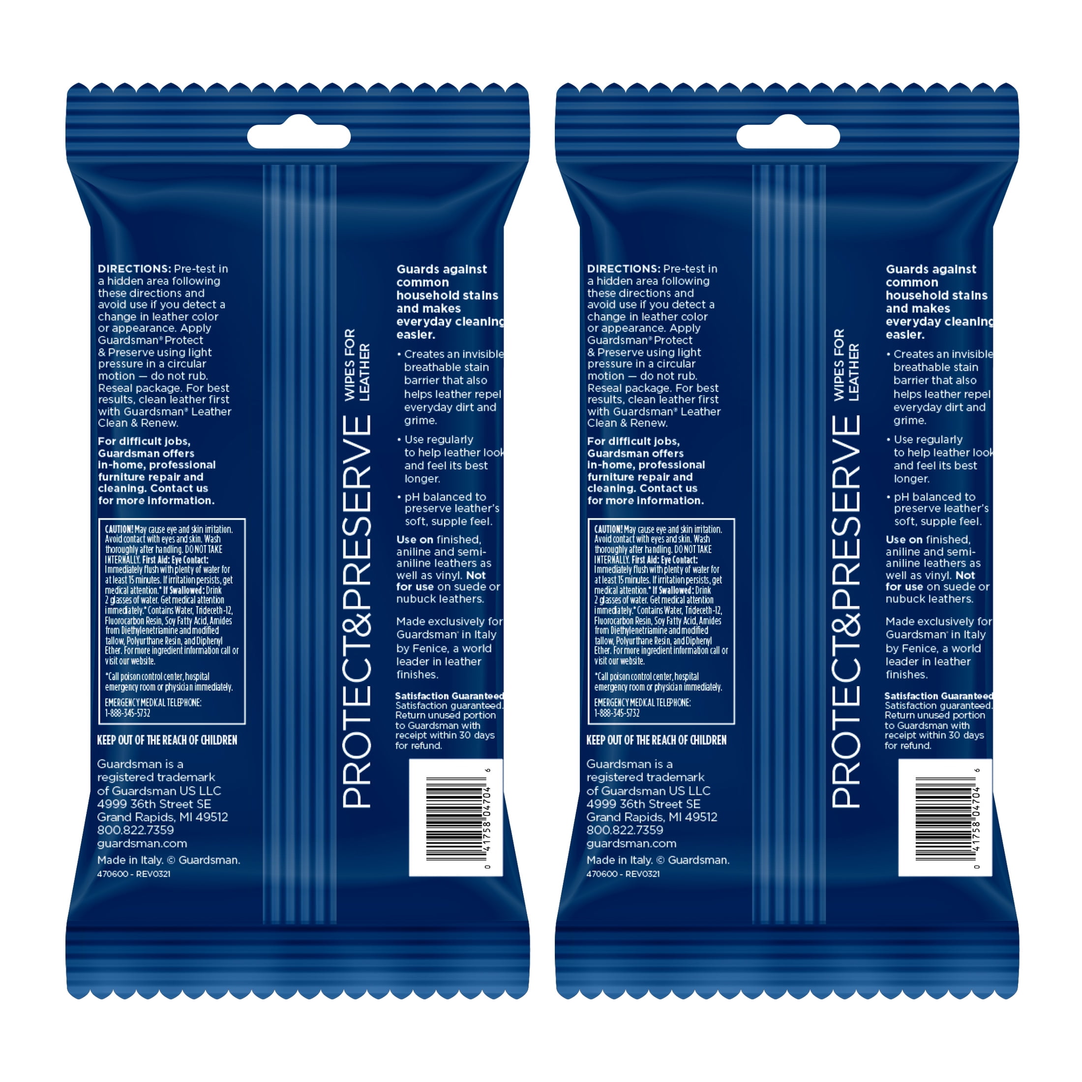 Guardsman Protect & Preserve Leather Wipes 2pk