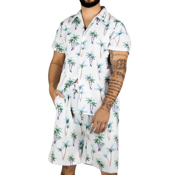 Conjunto Hombre Verano Camisa y Short a Juego Alberca Playa y Calor