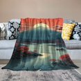 thumbnail image 2 of Fenyluxe Mountain Lake Red Sky Flannel Throw Blanket for Couch Sofa Bed Office Decor All Seasons Super Soft Long-Lasting Blanket 60x80in, 2 of 6