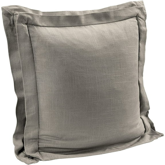HiEnd Accents Double Flanged Washed Linen Pillow, 20x20 Taupe Taupe 20x20
