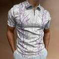 thumbnail image 2 of Purple Grey Leaves Men Zipper T-shirt Summer Casual Short Sleeve T-shirt Top, 2 of 7