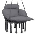 thumbnail image 2 of Spaco Hammock Swing Chair with Large Cushion, Macrame Hanging Chair with Chain and Steel Frame for Patio, Beach, Dark Gray, 2 of 11