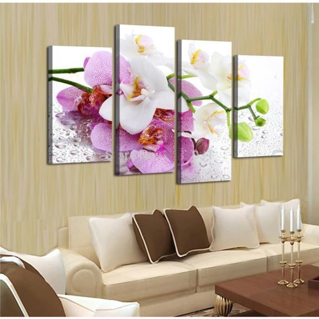 Pink Blue White Orchid Flowers Canvas Prints Painting Wall Art Home Decor 5PCS 