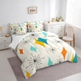 thumbnail image 3 of Manfei Vintage Rhombus Print 7pcs Bedding Comforter Set,Modern Abstract Geometric Queen Bedding Sets,Beige Blue Orange Queen Sheet Sets For Kids,Ultra Soft Home Decor Reversible, 3 of 8