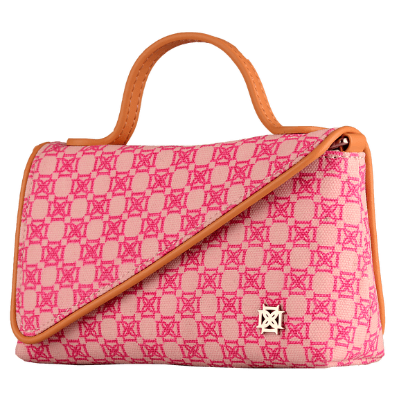 DOMINIE Crossbody Handbag /Clutch Purse Pink Canvas With Removable Shoulder Strap Raquel