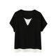 thumbnail image 2 of Fiudx Camisetas para Mujer Blusas de Verano para Mujer, Talla Grande, Color Sólido, Sueltas, En Contraste, Manga Corta, Cuello Redondo, 2 of 3