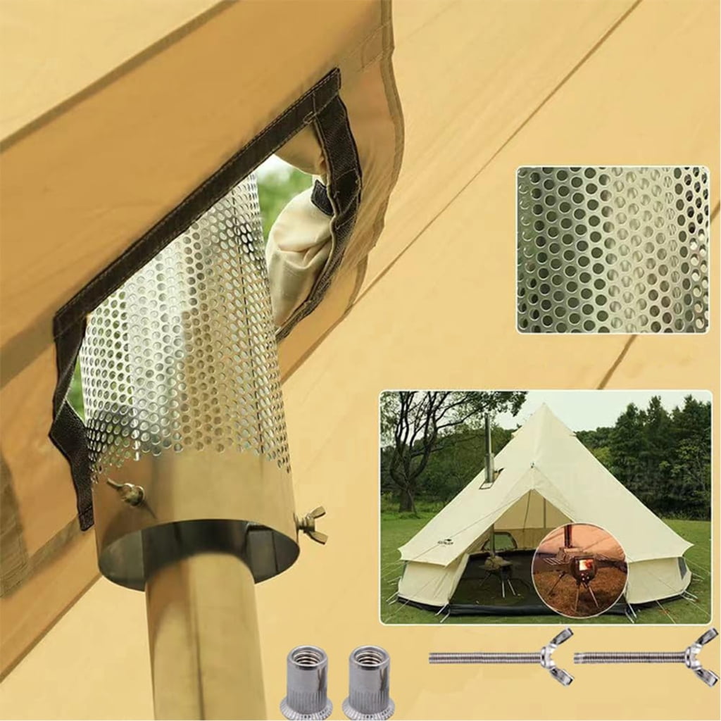 Portable Stainless Steel Tent Stove Chimney Heat Protector for Outdoor Use