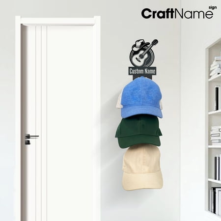 Craftnamesign Custom Cowboy Guitar Metal Hat Rack Cap Holder For Wall Decor Cowboy Lover Gift