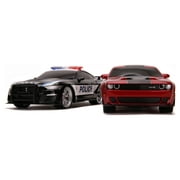 Jada Toys - Heat Chase 1:16 Scale Twin Pack RC, Shelby GT 500 with Challenger SRT Hellcat - Wide Body