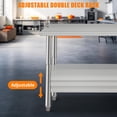 thumbnail image 4 of 36x24x35 In NSF Stainless Steel Prep Table 2-Tier Commercial Workbench with Adjustable Undershelf and Hook Heavy Duty Kitchen Table for Restaurant and Home, 4 of 7