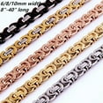 thumbnail image 2 of QQTDFG 6/8/11mm Men's Flat Byzantine Chain Necklace 316L Stainless Steel 8"-40" HOTSALE-Gold-11mmm-38inch or 96cm, 2 of 6