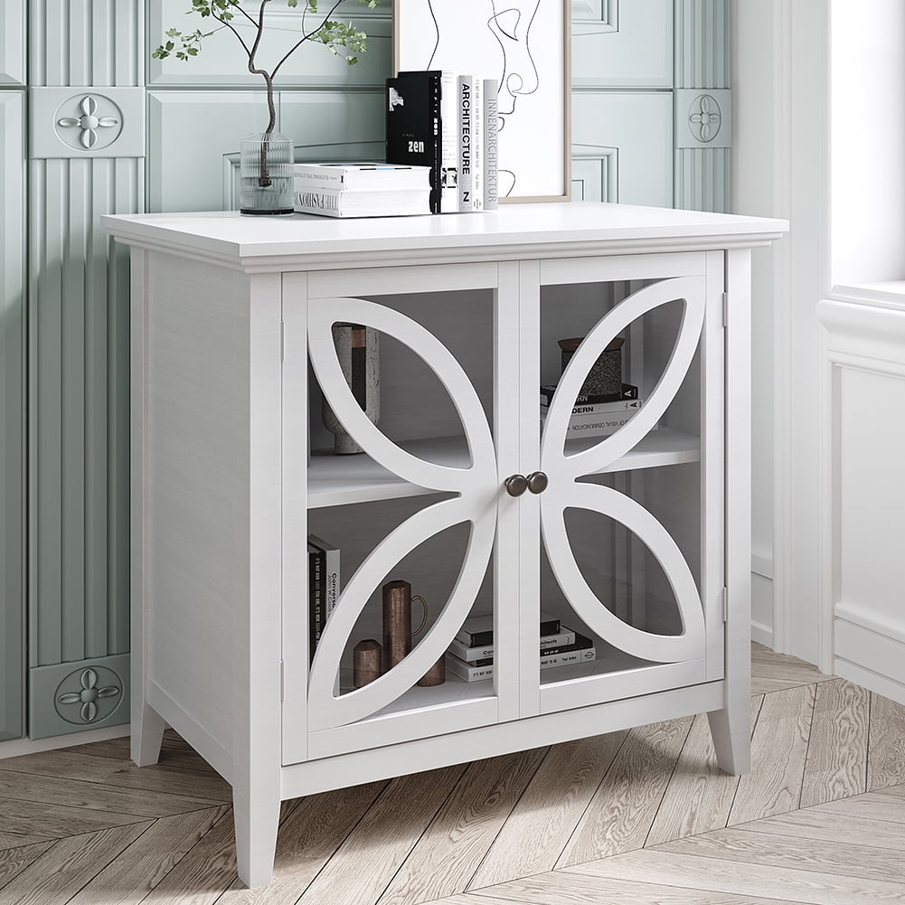 Private Jungle Accent Storage Cabinet Wooden Cabinet with Decorative transparent Door,Modern Sideboard for Entryway, Living Room,32 Inch,White Private Jungle Accent Storage Cabinet Wooden Cabinet with Decorative transparent Door,Modern Sideboard for Entryway, Living Room,32 Inch,White