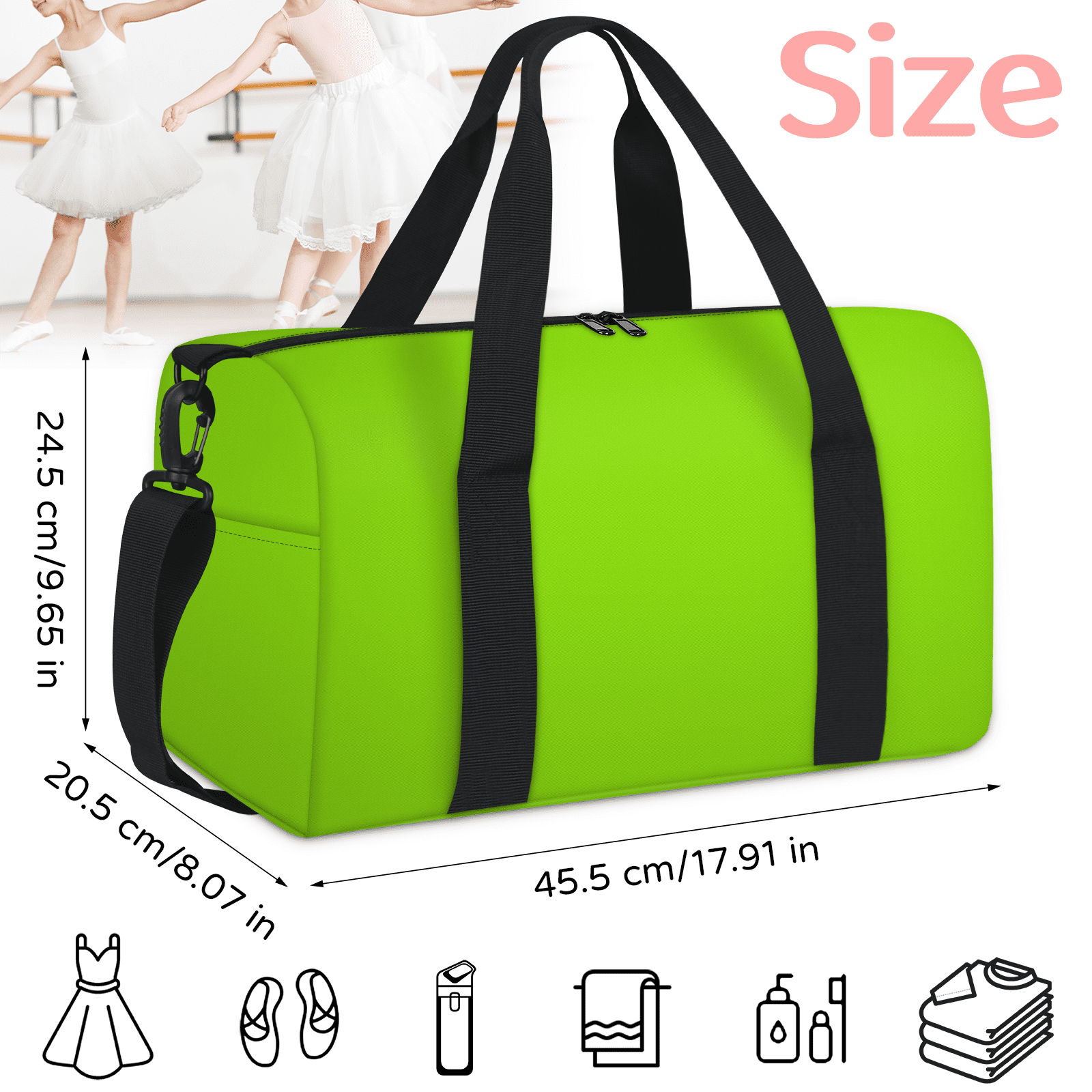 Herdesigns Grass Green Travel Duffle Bag Sports Yoga Weekender Overnight Carry on Workout Bags Lightweight Waterproof Gym Tote Bag for Women