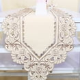 thumbnail image 6 of Unique Bargains Vintage Flower Embroidery Tassel Table Runner Light Beige 16"x59", 6 of 8